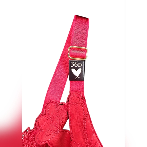 Victoria's Secret LUXE Unlined Appliqué Embroidered Demi Thong Bra Set, 36D/Med - Picture 6 of 6